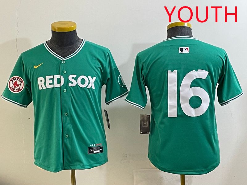 Youth Boston Red Sox #16 No Name Green Joint Name Nike 2025 MLB Jersey style 10->youth mlb jersey->Youth Jersey